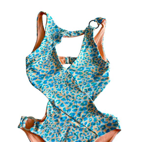 LOVEWAVE THE SANSA ONE PIECE SWIMSUIT IN MIAMI LEOPARD SIZE SMALL - Picture 4 of 7